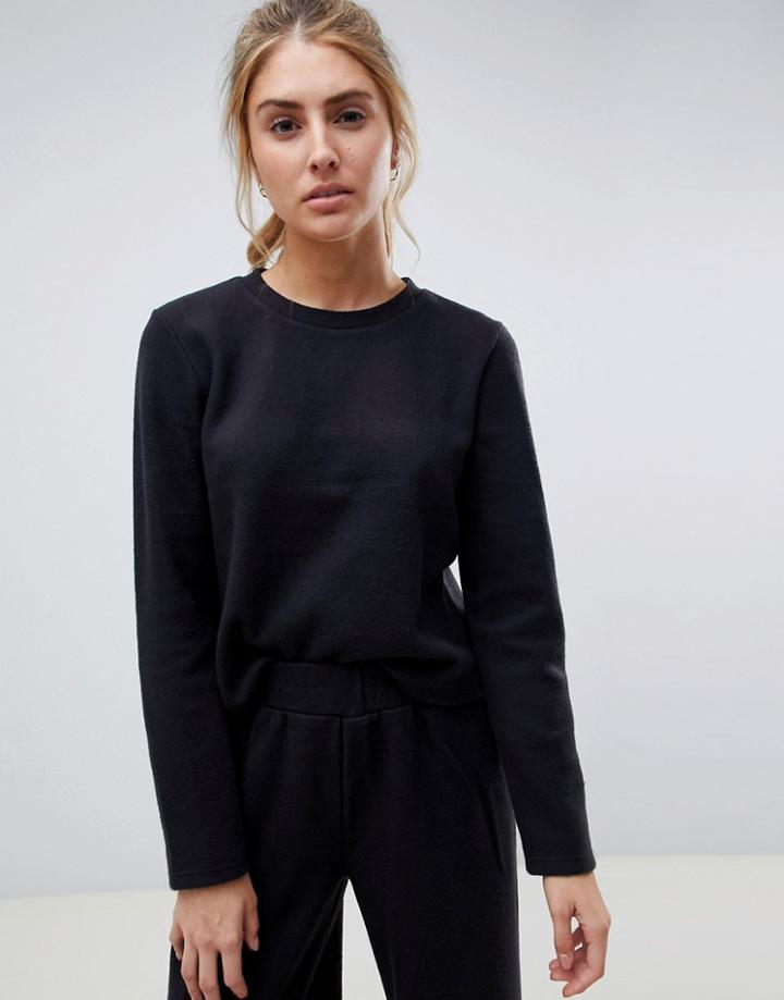 Asos Design Lounge Brushed Ribbed Sweat - Black