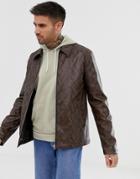 Asos Design Zip Through Jacket In Snakeskin - Tan