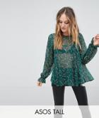 Y.a.s Tall Ditsy Frill Top - Green