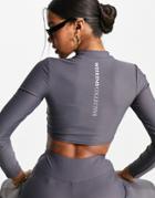 Asos Weekend Collective Fitted Top In Matte Stretch Slate Gray - Part Of A Set-grey