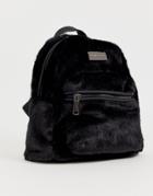 Claudia Canova Faux Fur Black Backpack - Black