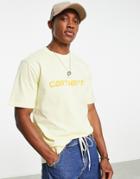 Carhartt Wip Script T-shirt In Soft Yellow