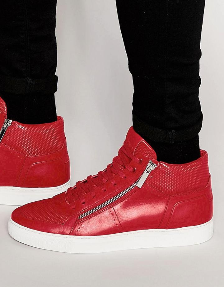 Hugo By Hugo Boss Futuzip Hi-top Sneakers - Red