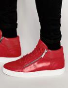 Hugo By Hugo Boss Futuzip Hi-top Sneakers - Red