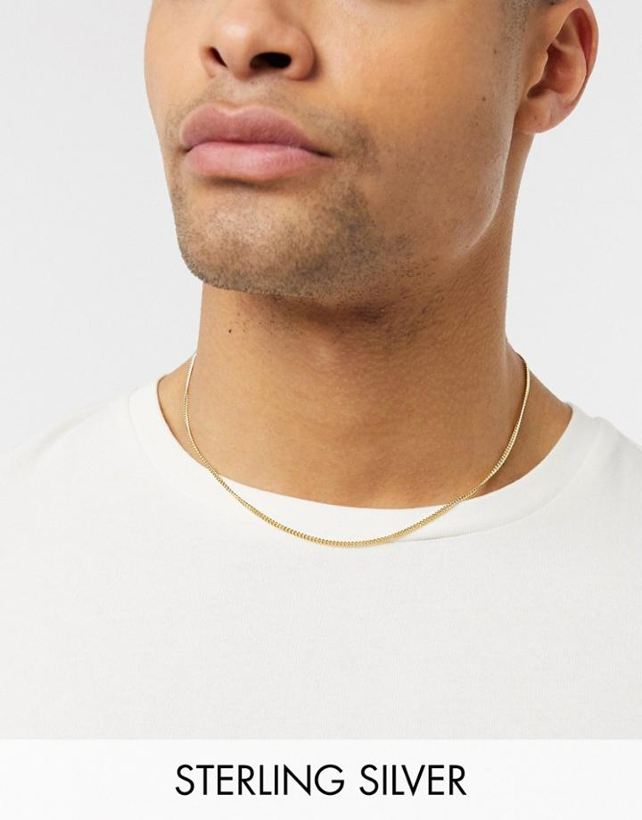 Asos Design Short Sterling Silver Necklace With 14k Gold Plate