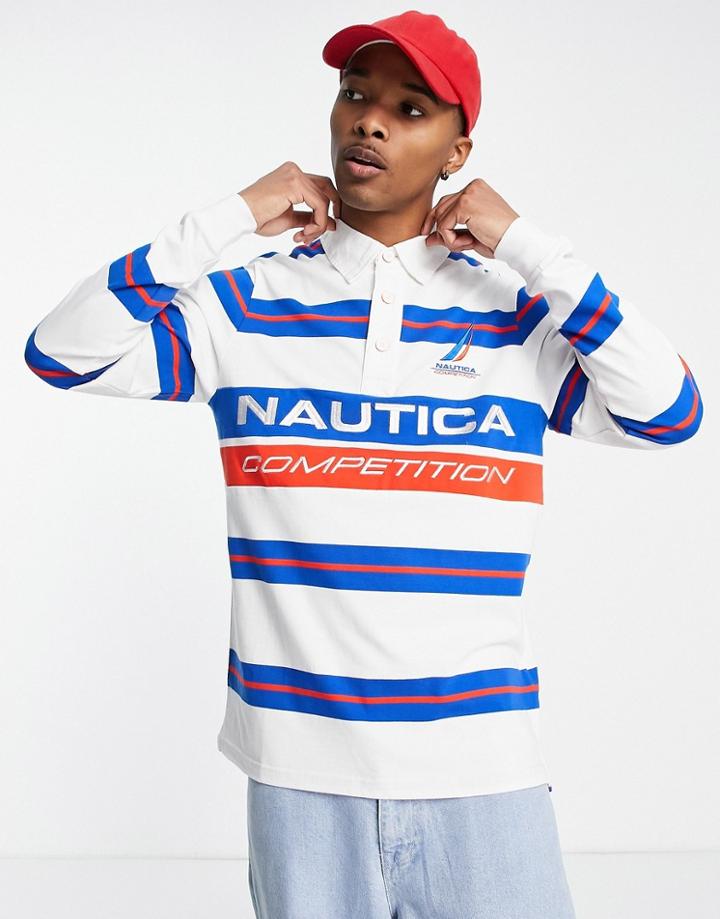 Nautica Competition Esteban Striped Rugby Shirt In White