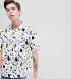 Asos Design Tall Oversized Vintage Style Print Shirt In White - White