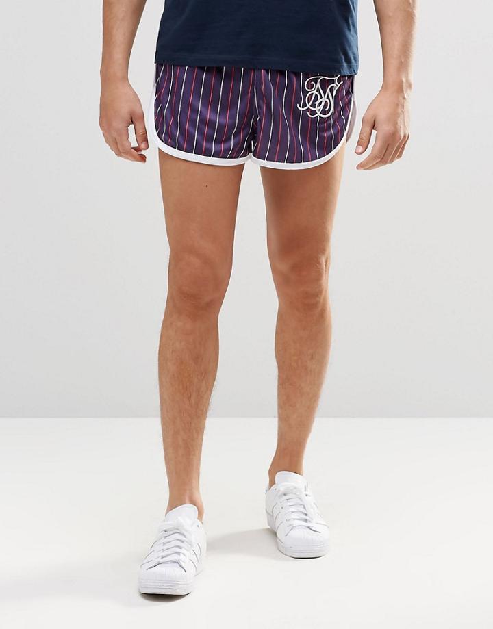 Siksilk Retro Striped Shorts - Navy