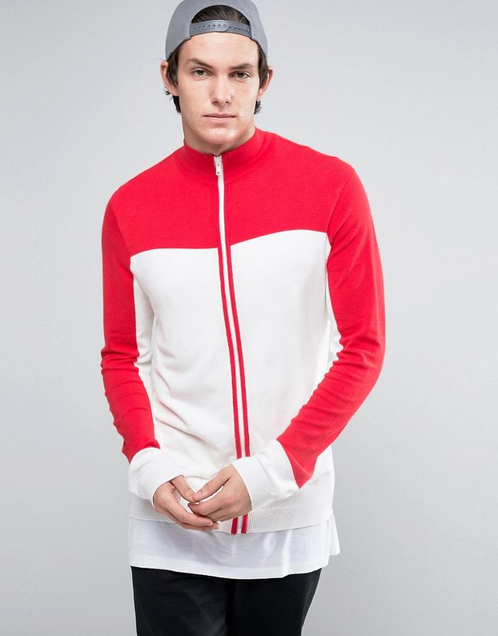 Asos Knitted Track Top - Red