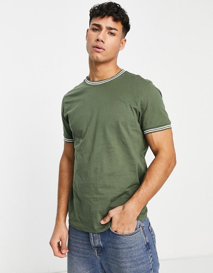 Brave Soul Ringer T-shirt In Sage Green