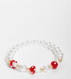 Pieces Exclusive Mushroom And Pearl Bracelet In Multi