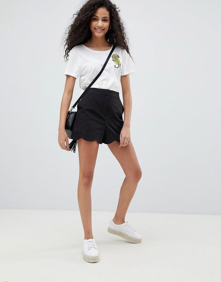 Asos Tailored Scallop Detail Short - Black