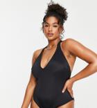 Asos Design Curve Recycled T Back Swimsuit In Black