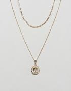 Chained & Able Gold Mini Crucifix Medallion Figaro Pack Necklace In Gold Exclusive To Asos - Gold
