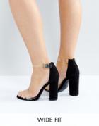 Truffle Collection Wide Fit Clear Block Heeled Sandal - Black