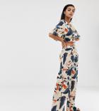 Prettylittlething Two-piece Wide Leg Beach Pants In Floral - Multi