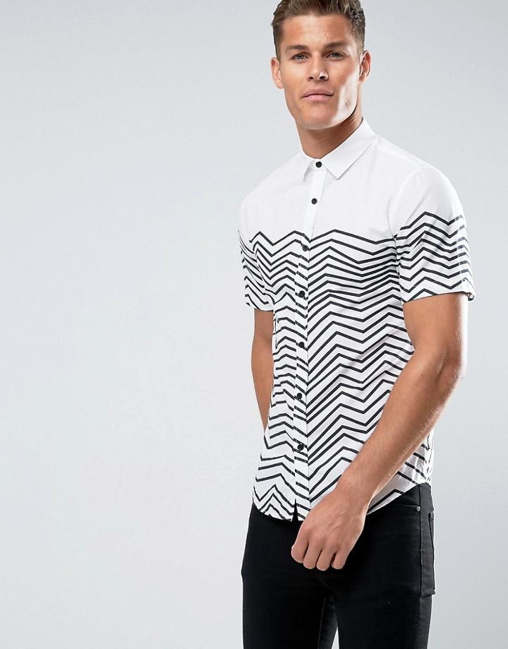 Only & Sons Striped Short Sleeve Shirt - Blue