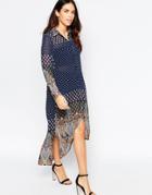 Style London Midi Shirt Dress In Border Print - Blue