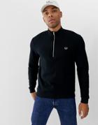 Fred Perry Half Zip Pique Sweat In Black