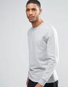 Asos Sweatshirt With Fixed Hem In Gray Marl - Gray Marl