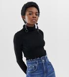 Asos Design Petite Skinny Rib Sweater With Roll Neck-black