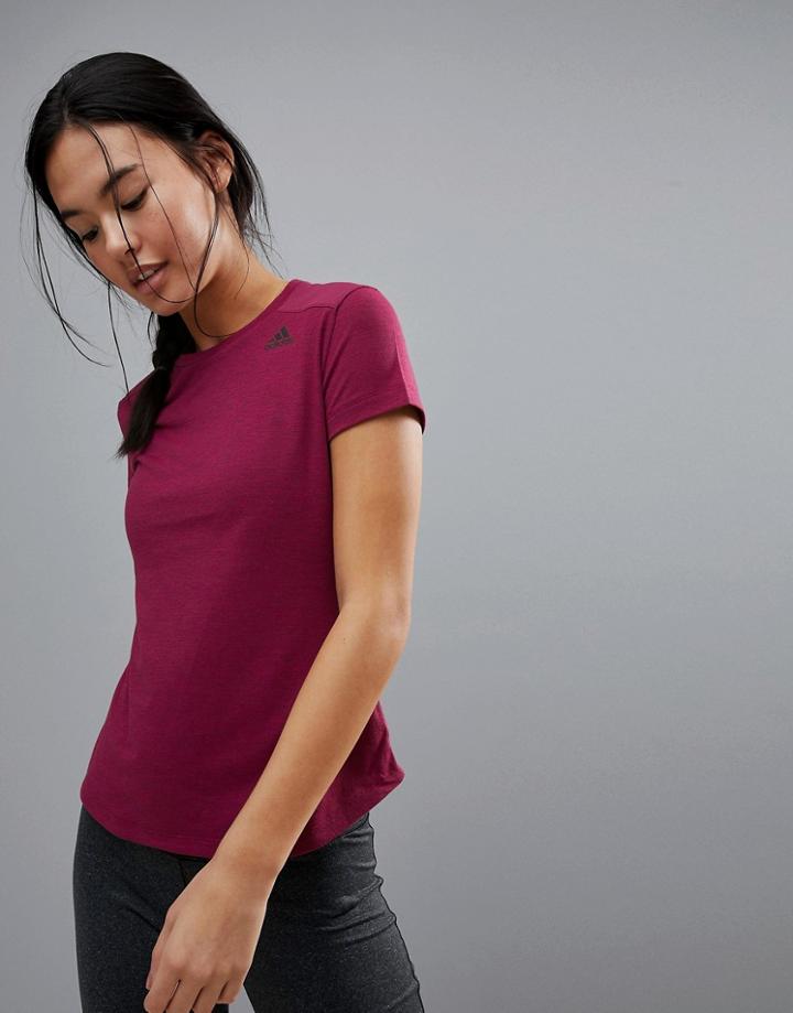 Adidas Training Mesh Panel Prime Mix Tee In Burgundy - Purple