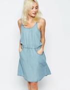 Only Denim Dress With Strappy Back - Light Blue Denim