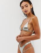 Minimale Animale Lucid Triangle Bikini Top In Silver - Silver
