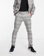 Topman Skinny Check Pants In Gray - Part Of A Set-grey