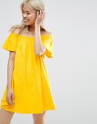 Asos Off Shoulder Mini Dress - Yellow