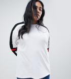 Asos Design Curve Long Sleeve T-shirt In Mono Color Block - White