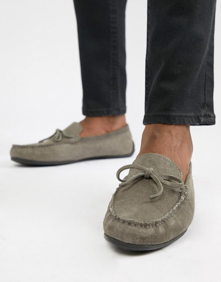 Kg By Kurt Geiger Wide Fit Driving Shoes In Gray Suede - Gray