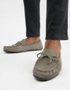Kg By Kurt Geiger Wide Fit Driving Shoes In Gray Suede - Gray
