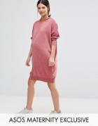 Asos Maternity Lounge Knitted Hoodie Dress - Pink