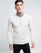 Boss Orange By Hugo Boss Long Sleeve Henley Slim Fit Waffle - Beige