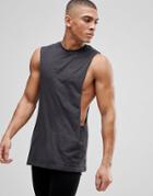 Asos Longline Tank With Extreme Dropped Armhole - Gray