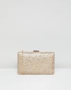True Decadence Gold Sparkle Box Clutch Bag - Gold