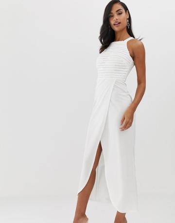 Scarlet Rocks Sequin Top Maxi Dress With Wrap Skirt In White - White