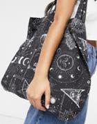 Asos Design Organic Cotton Shopper Bag In Zodiac Print-multi