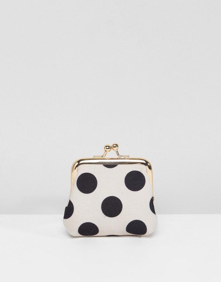 Asos Design Clip Frame Polka Dot Purse - Multi