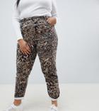 Asos Design Curve Ritson Rigid Mom Jeans In Abstract Leopard Print - Multi