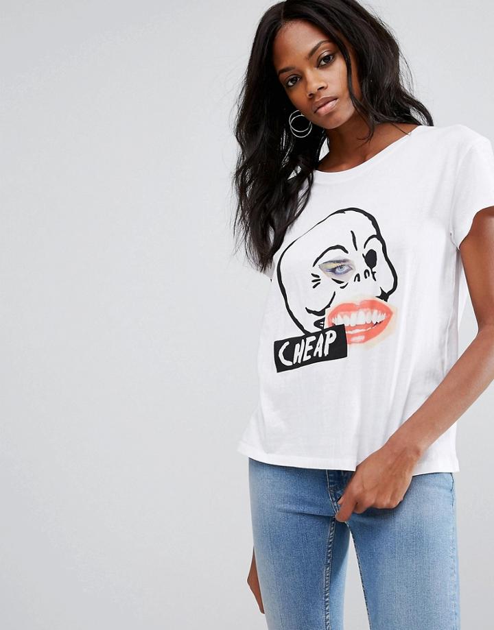 Cheap Monday Fan Mail Skull Print Have Tee - White