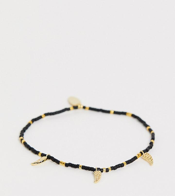 Orelia Seed Bead Gold Plated Tusk Bracelet - Black