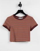 Weekday Gemini Organic Blend Cotton T-shirt In Brown Stripe