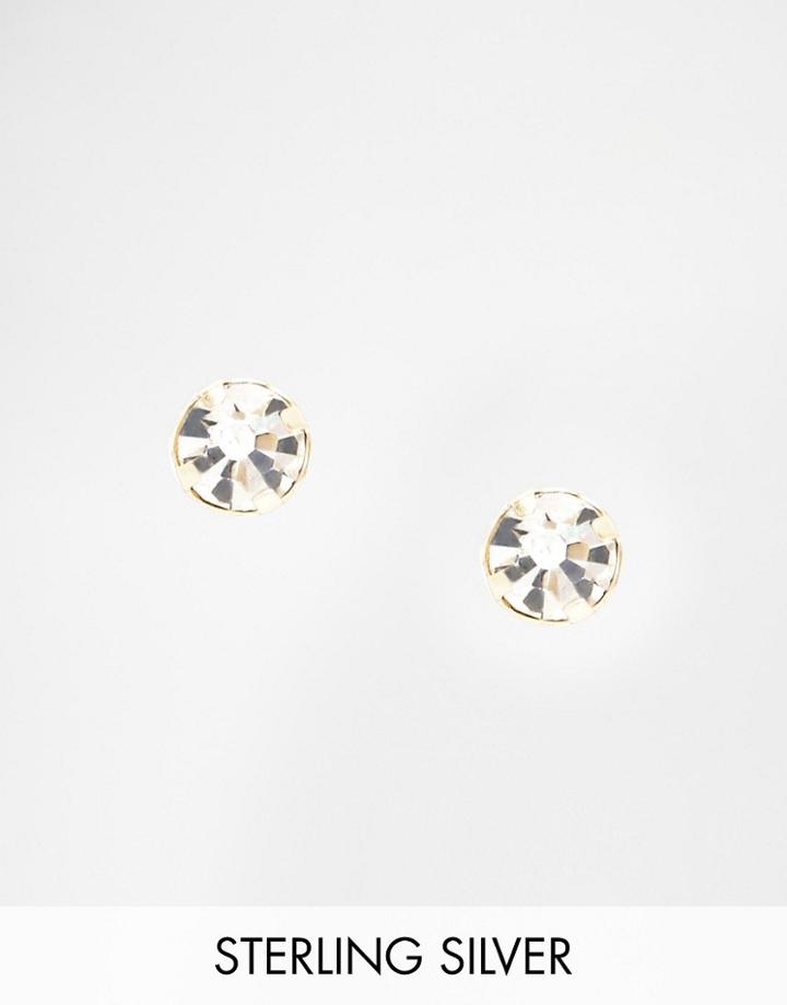 Asos Sterling Silver Crystal Stud Earrings - Crystal