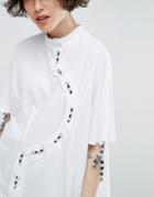 Asos White Oversized T-shirt With Cord Detail - White