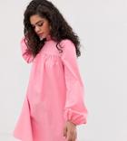 Fashion Union Tall High Neck Long Sleeved Shift Dress-pink