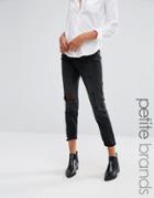 Vero Moda Petite Distressed Mom Jeans - Black