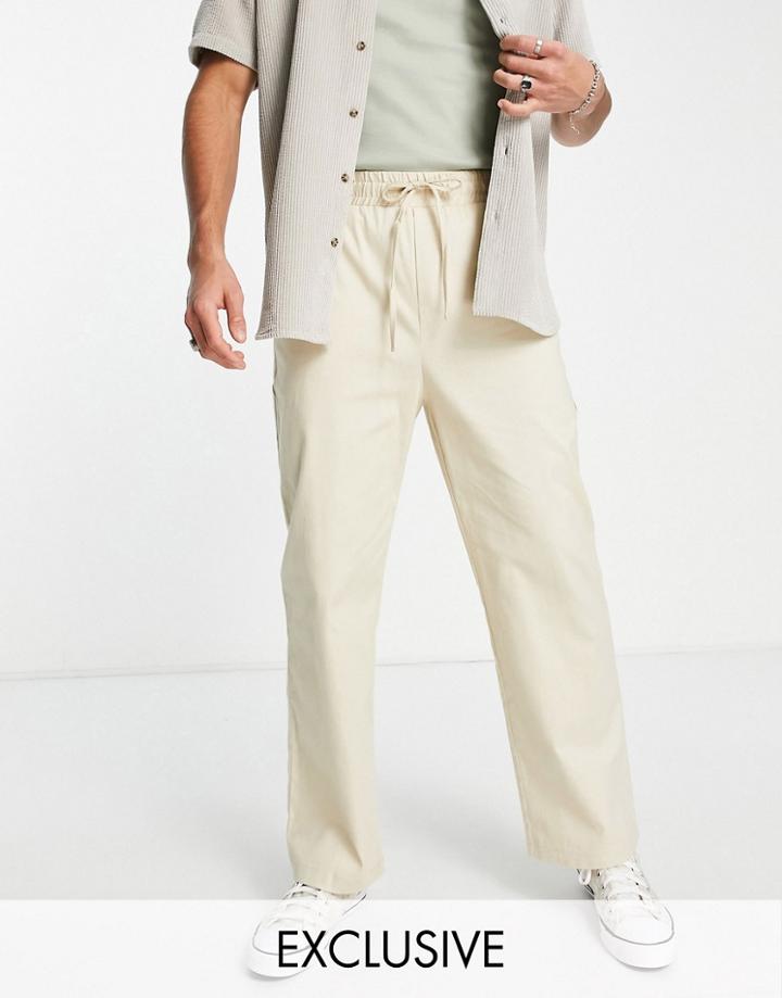 Reclaimed Vintage Inspired Relaxed Carpenter Pants In Ecru-neutral