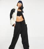 Collusion Nylon And Sherpa Mixed Jacket In Cream-multi